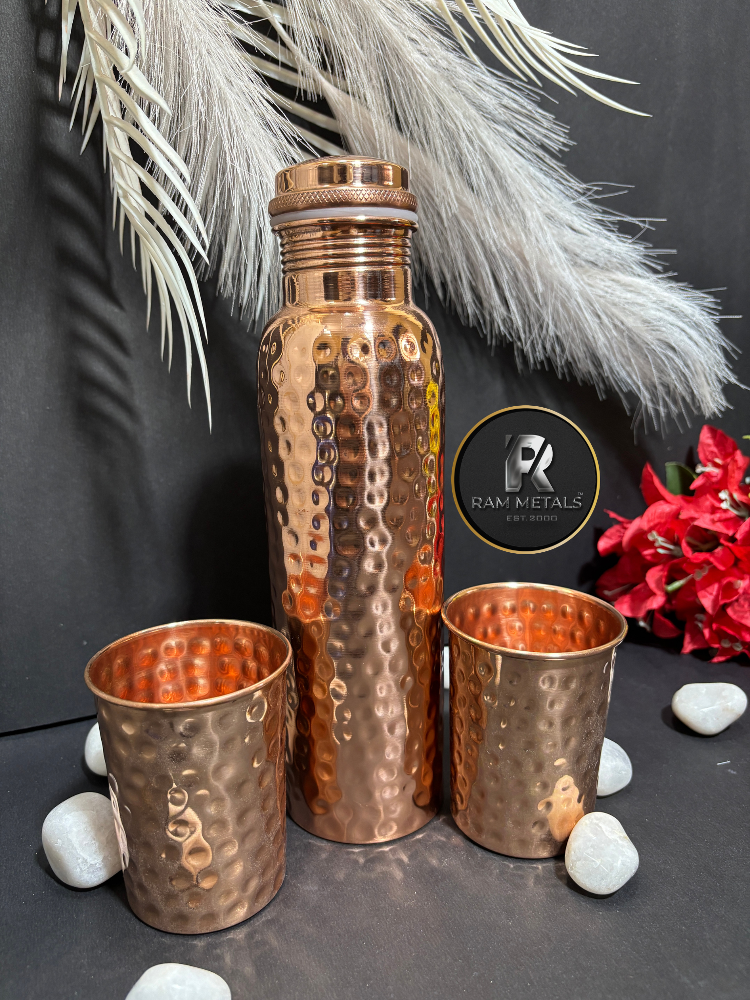 Peacock Copper Bottle Gift Set Manufacturer Supplier Wholesaler Exporter India